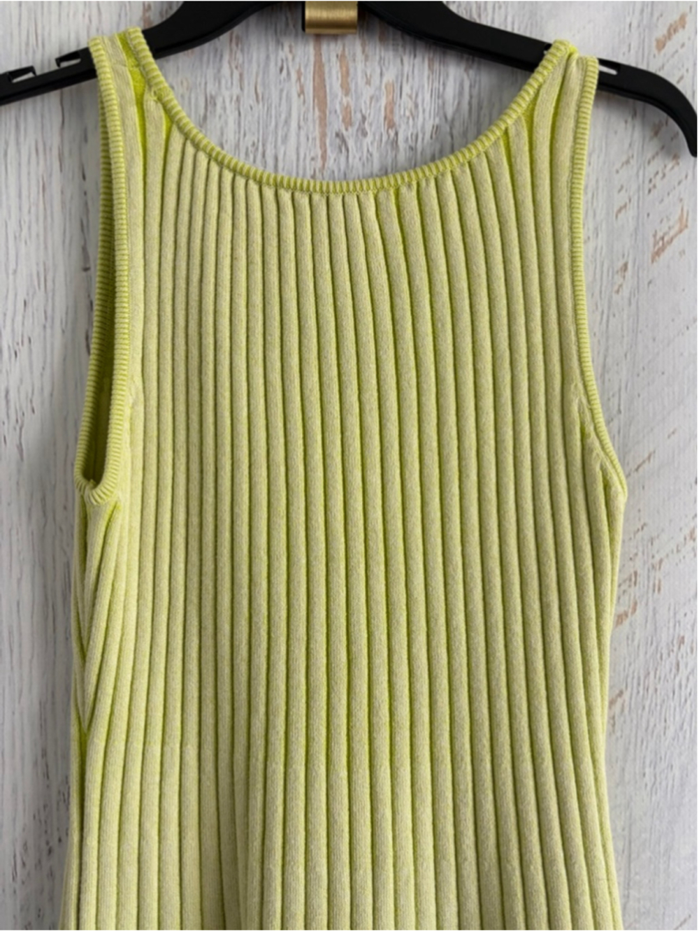 Women's By Together Lime Green Ribbed Knit Midi Dress M - Picture 10 of 11